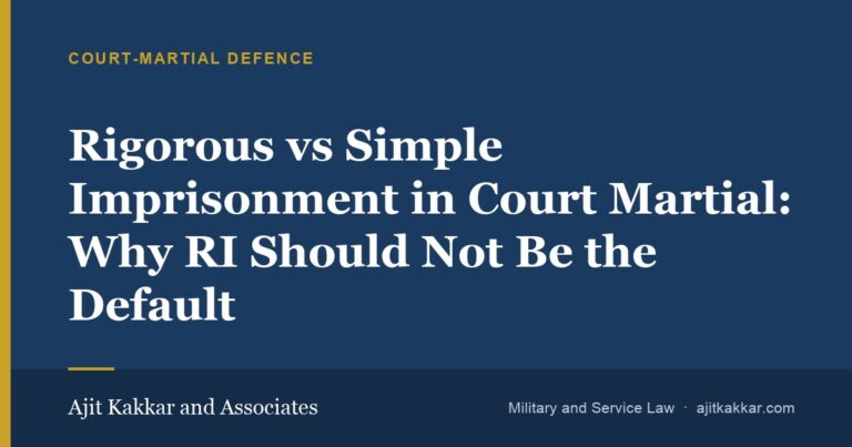 Rigorous vs Simple Imprisonment in Court Martial: Why RI Should Not Be the Default | Ajit Kakkar and Associates
